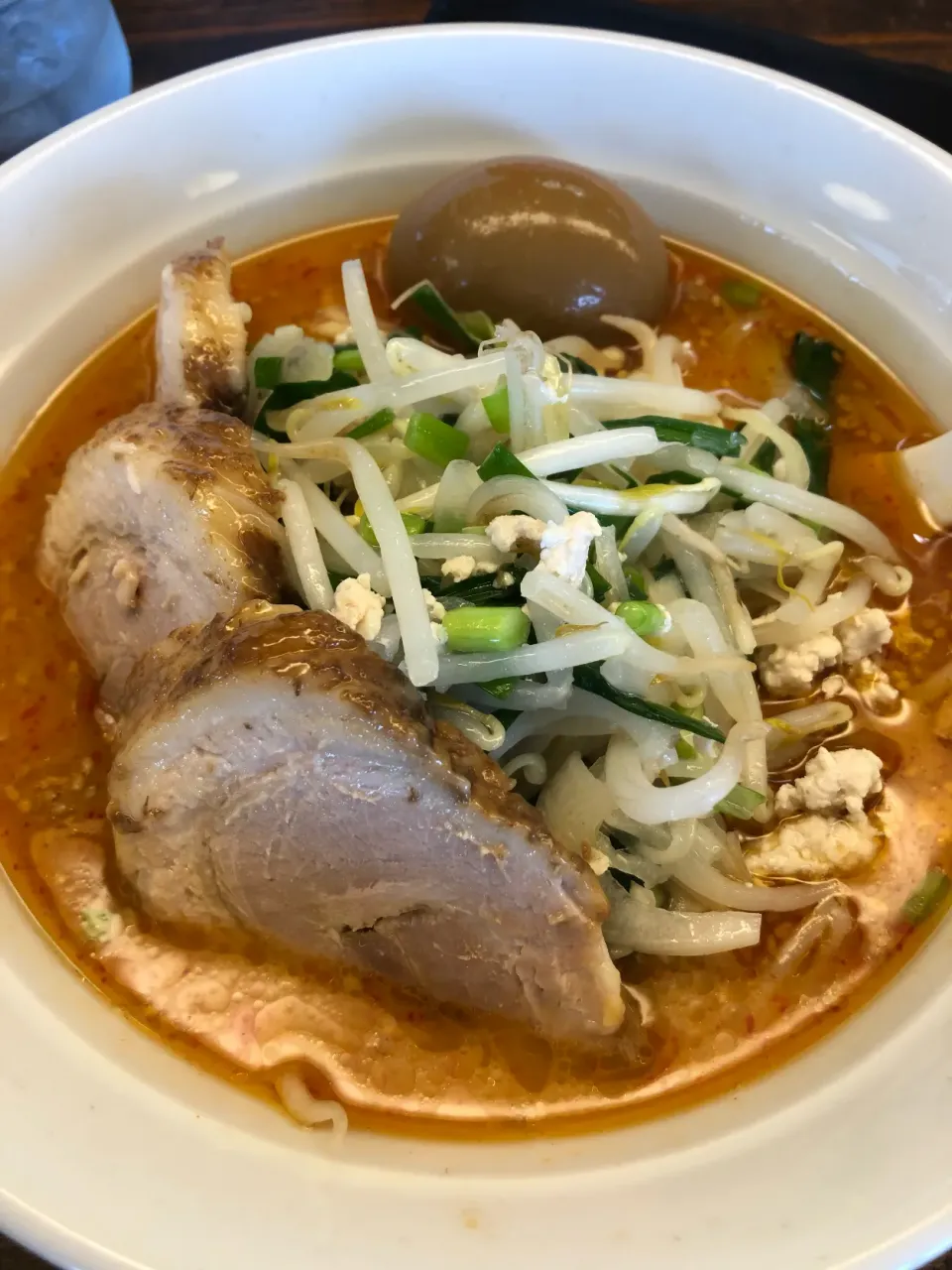 Snapdishの料理写真:辛味噌チャーシュー麺 煮卵トッピング🍜|yakimaさん