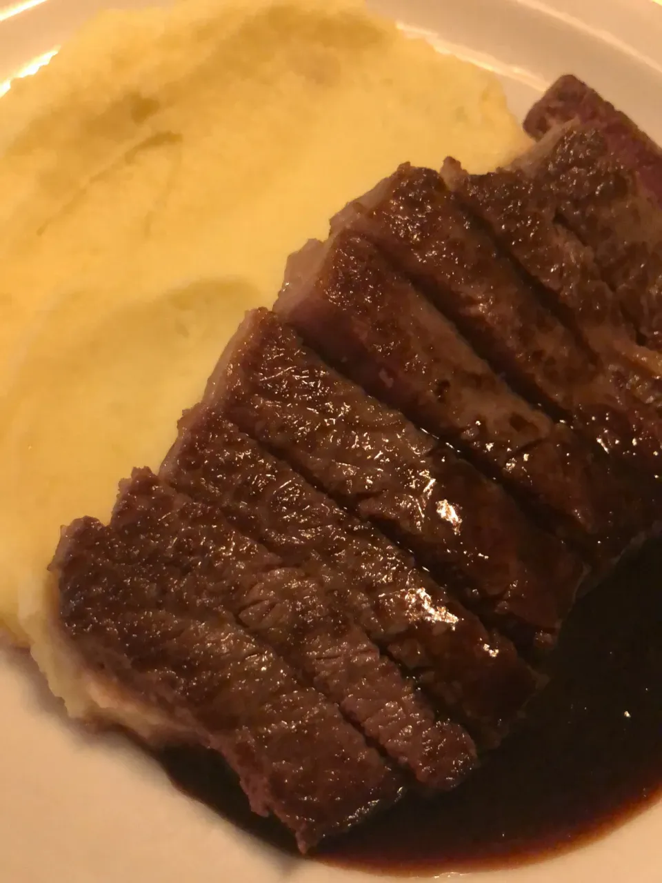 Snapdishの料理写真:Wagyu Steaks with fresh fig balsamic sauce and brillat savarin whipped potatoes|Chris Shannonさん