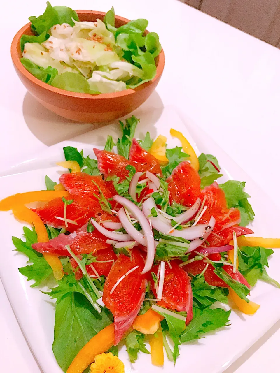 今日の晩ご飯もサラダ系｡ﾟ(ﾟﾉ∀｀ﾟ)ﾟ｡ｱﾋｬﾋｬ|舞さん