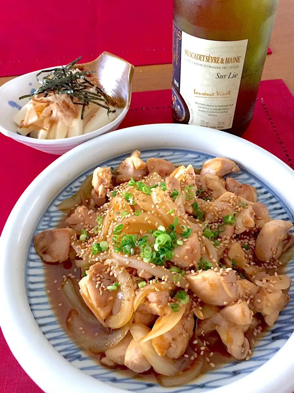 とり肉のタレポン炒め🐔長芋のおかかポン酢和え🍀|おかちさん