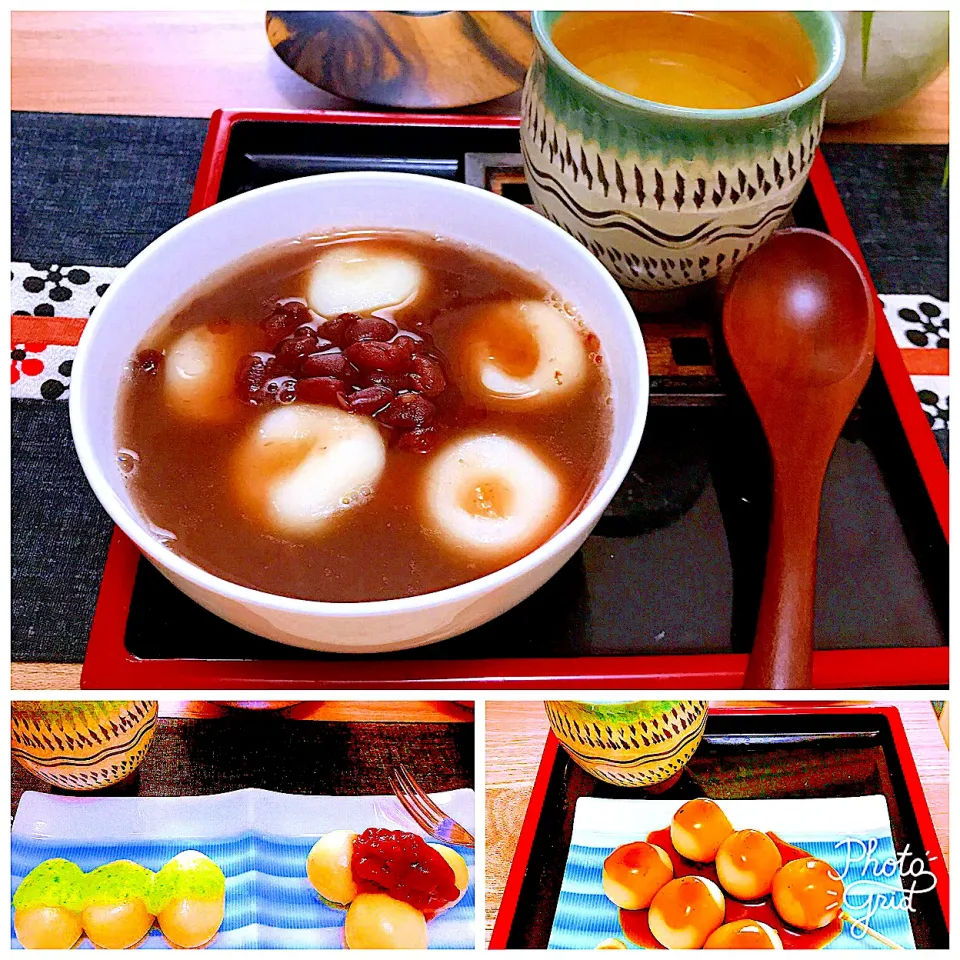 Snapdishの料理写真:いらっしゃいませ 🍡白玉ぜんざい でございます。                                               先日投稿したのと合わせ三役揃い踏み(^｡^)|Sの食卓さん