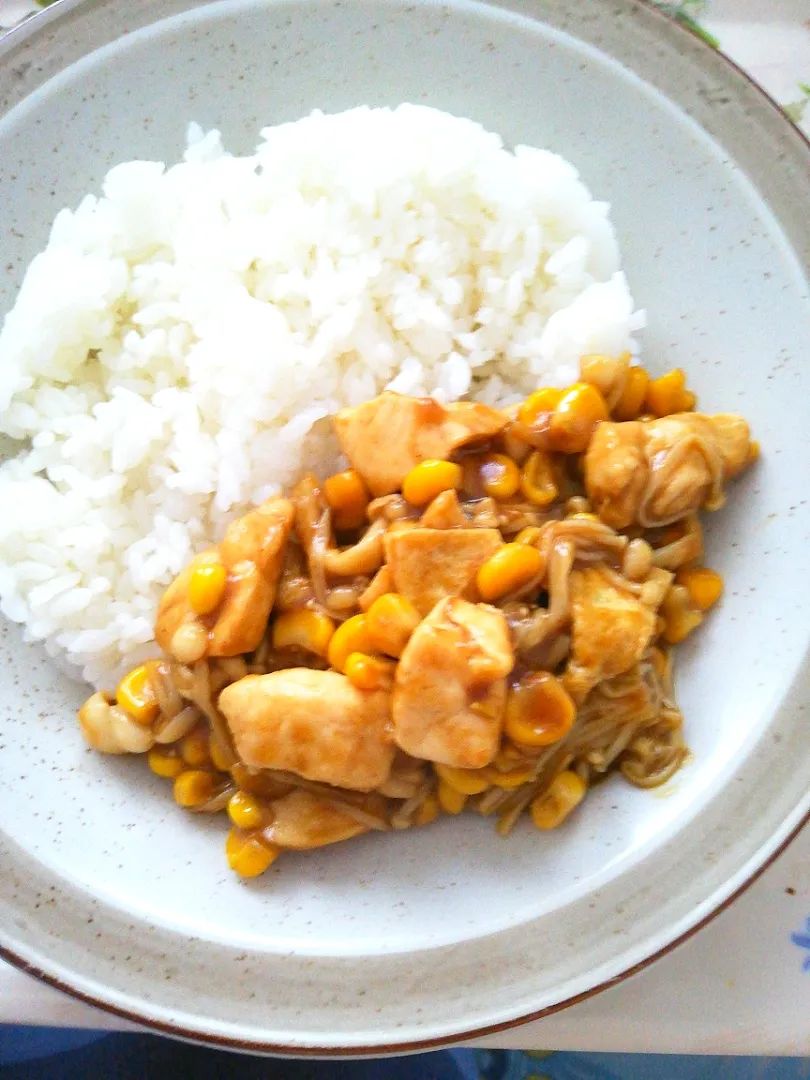 🍄🍛カレー(シメジ🍄エノキ)ササミ🐔ウスアゲ…🌽トウモロコシ|mam  💖Ricky💖rucyさん