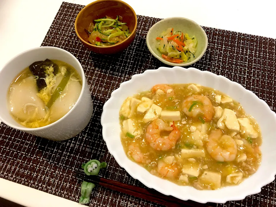 #白麻婆豆腐 #柚子胡椒風味 #水餃子スープ #中華クラゲきゅうり和え #浅漬け|ゆぺこさん