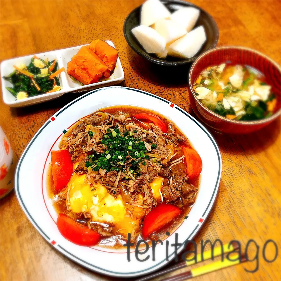 Snapdishの料理写真:牛肉あんかけのチーズ天津飯|teritamagoさん