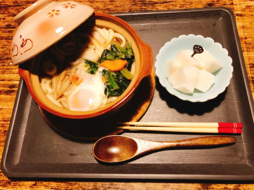 煮込みうどん+梨|パンダ母さん🐼さん