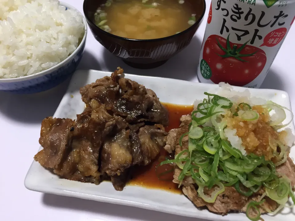 今宵は、豚おろしポン酢と牛カルビ合い挽き盛🐖🐂|Kojiさん