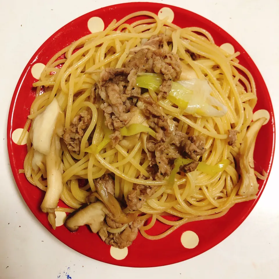 牛肉ときのこのスパゲッティ|うまさん