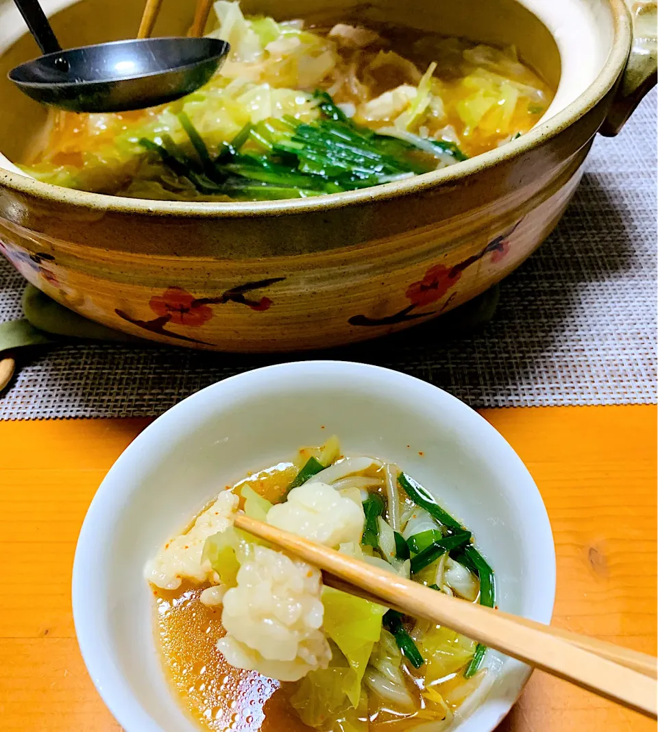 シマチョウでもつ鍋〜🍲ぷりぷりうまー！|ちはるさん