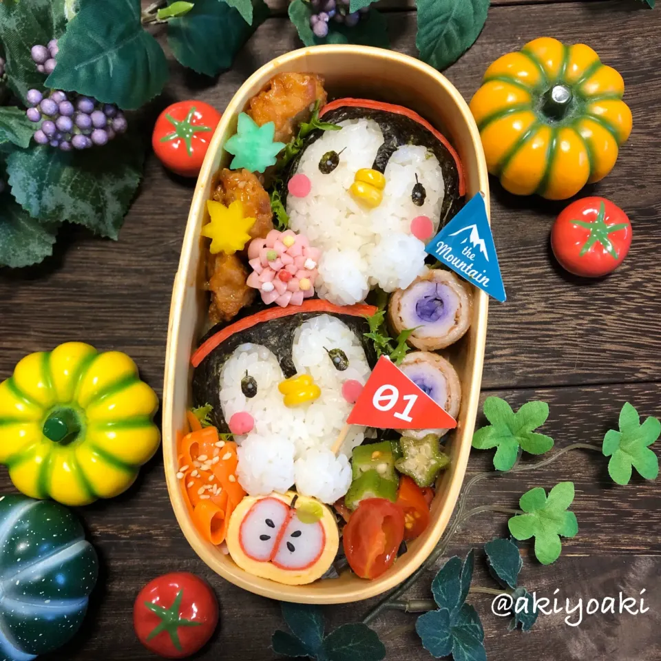 ペンギン体育祭応援弁当|Akiyoෆ¨̮⑅さん