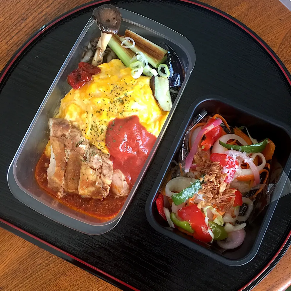 照り焼きチキンと焼き野菜のせオムカレー弁当サラダ付き|Kさん