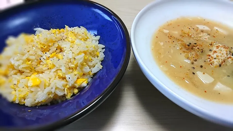 炒飯 つみれ汁|えびぱんさん