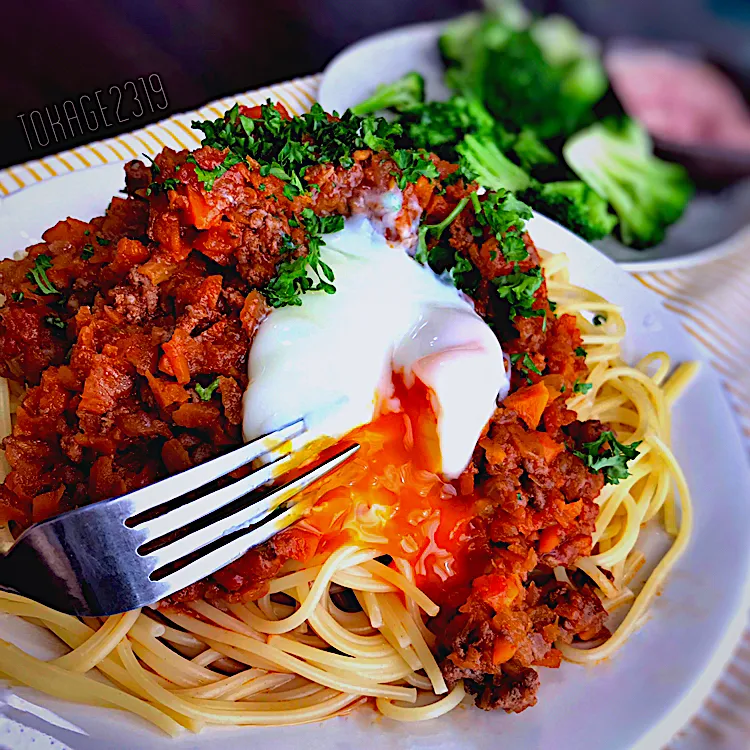 Snapdishの料理写真:自家製ミートソースのパスタ🍝|とかげ2319さん