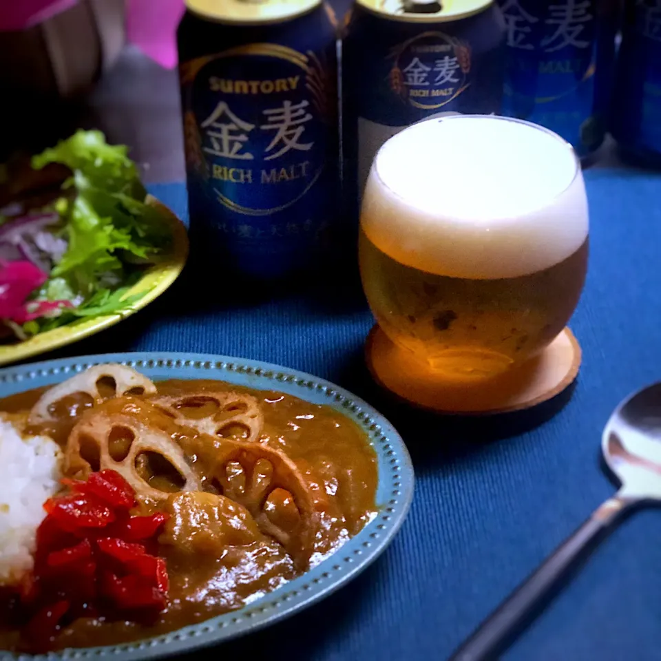 Snapdishの料理写真:金麦とカレーライス|@keijunrinさん