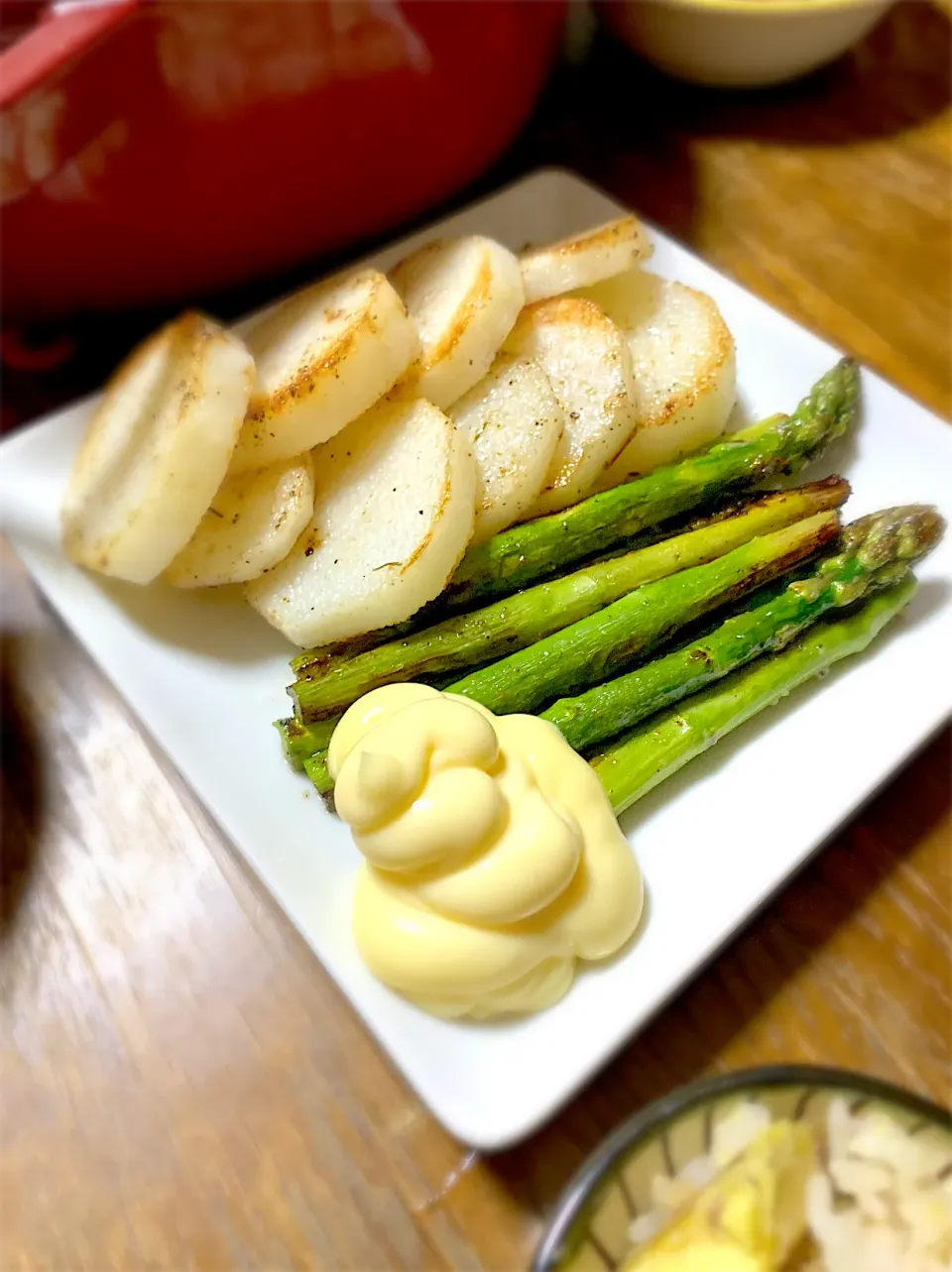 オリーブオイルでアスパラ・長芋焼き|ちびろ菌さん