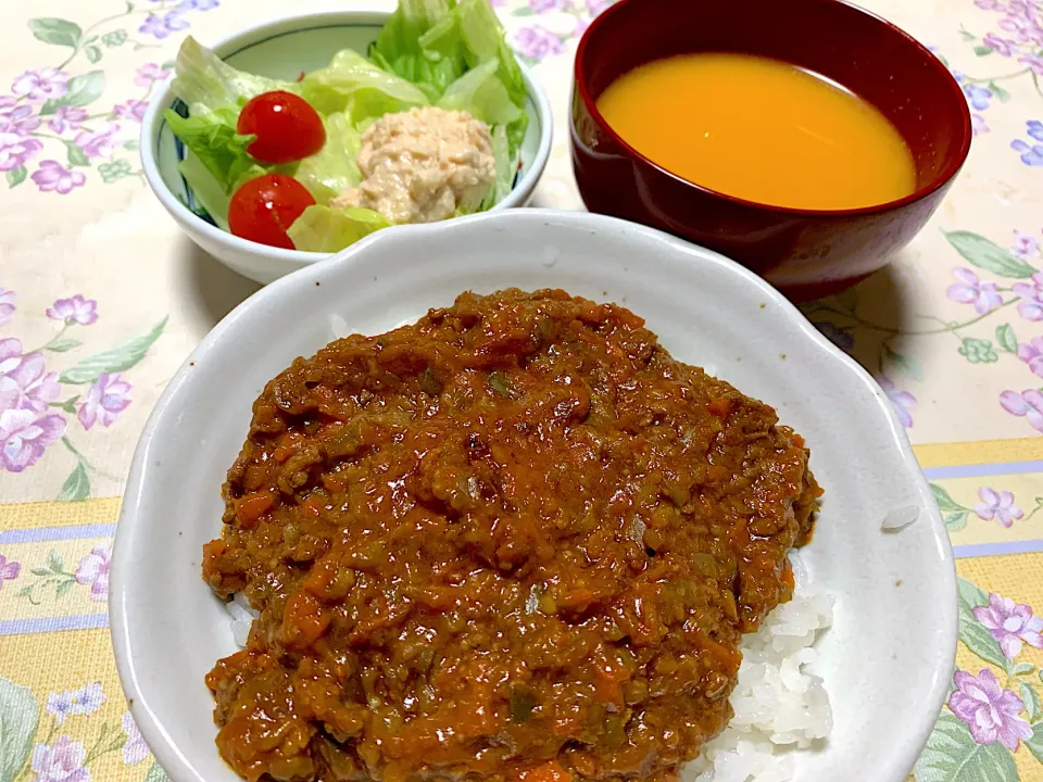 ドライカレー、ピーナッツ南瓜のポタージュ|Isimura Hidekiさん