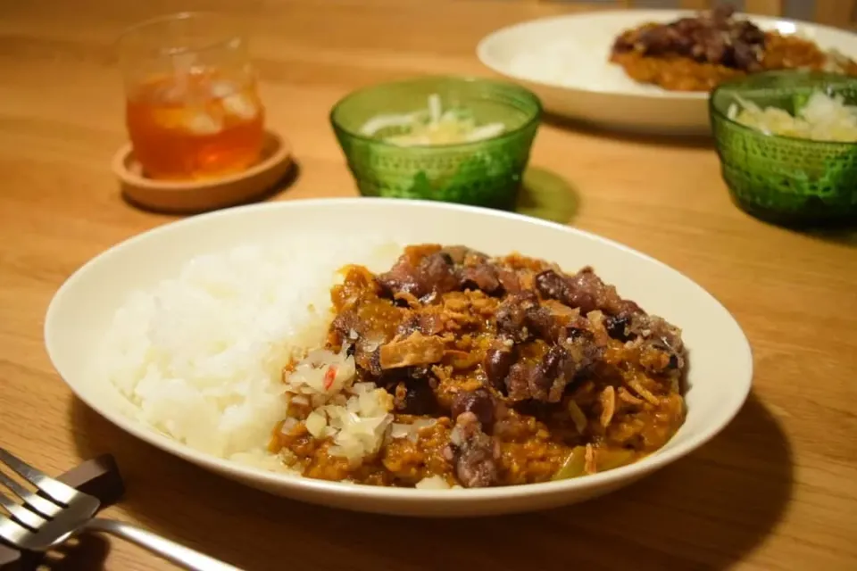 野菜カレーホタルイカフライのせ|うにんぱすさん