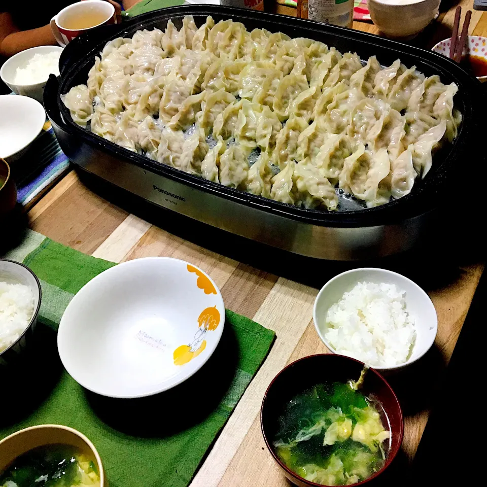 ホットプレートで餃子パーチー🥟|renharuruさん