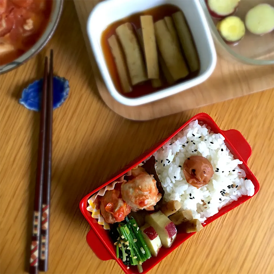 作り置きで朝は詰めるだけお弁当|むぎこさん