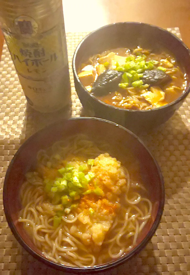 Today's Dinner🍴海老天麩羅蕎麦･麻婆豆腐麺|🌈Ami🍻さん