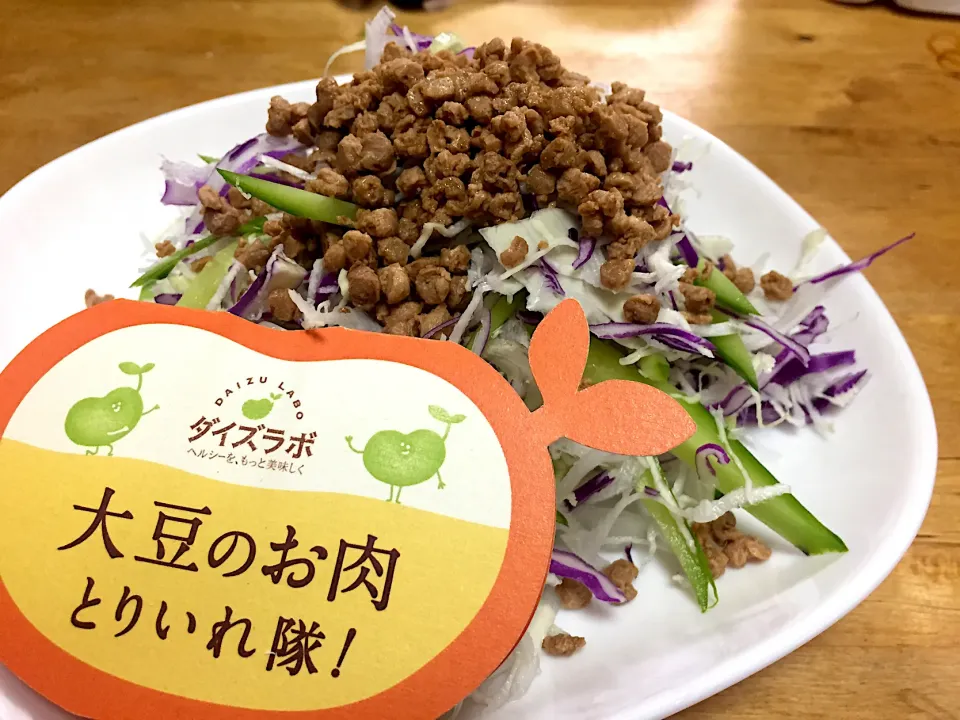 サラダに大豆のお肉トッピング|kyokoさん