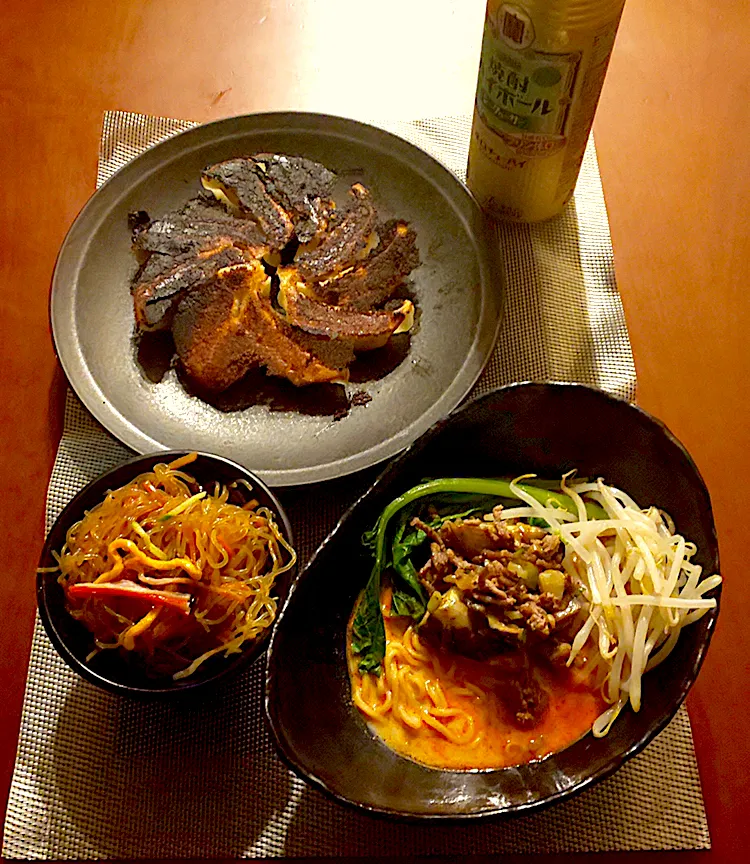 Today's Dinner🍴 春雨ｻﾗﾀﾞ･焼き餃子･豆乳坦々麺|🌈Ami🍻さん