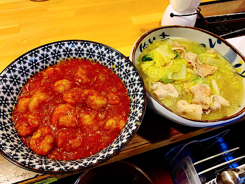 エビチリ🦐豚と白菜のゆず胡椒煮|なるみ店長さん