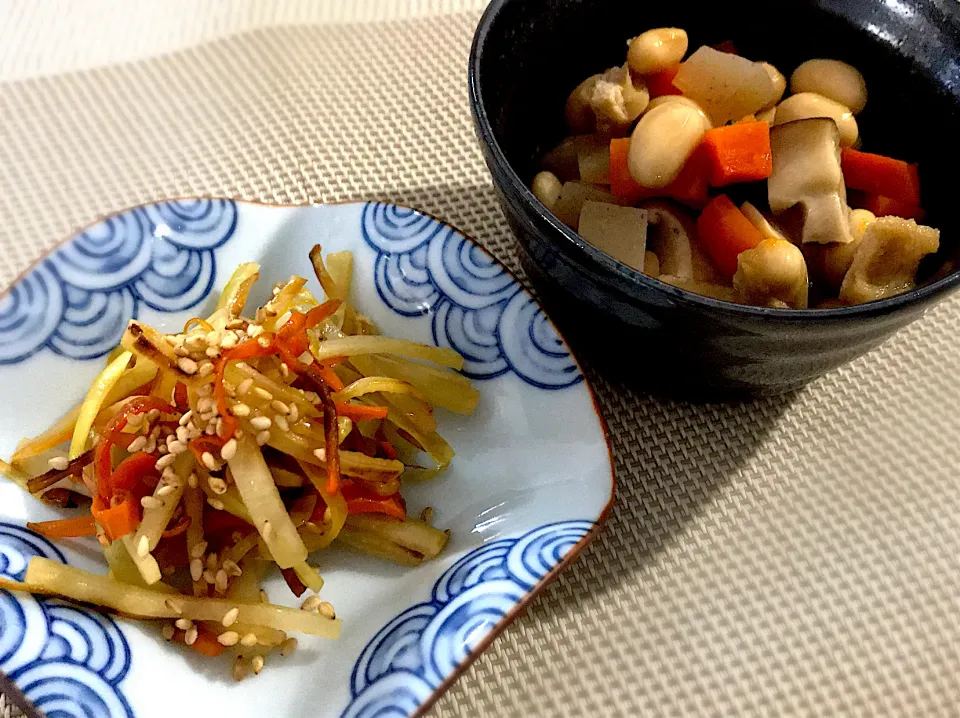 大根と人参の皮のきんぴら🥕 &煮豆🌱✨|めぐぐさん