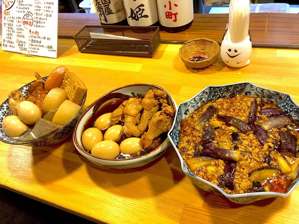 麻婆茄子🍆手羽元たまご🥚おでん🍢|なるみ店長さん