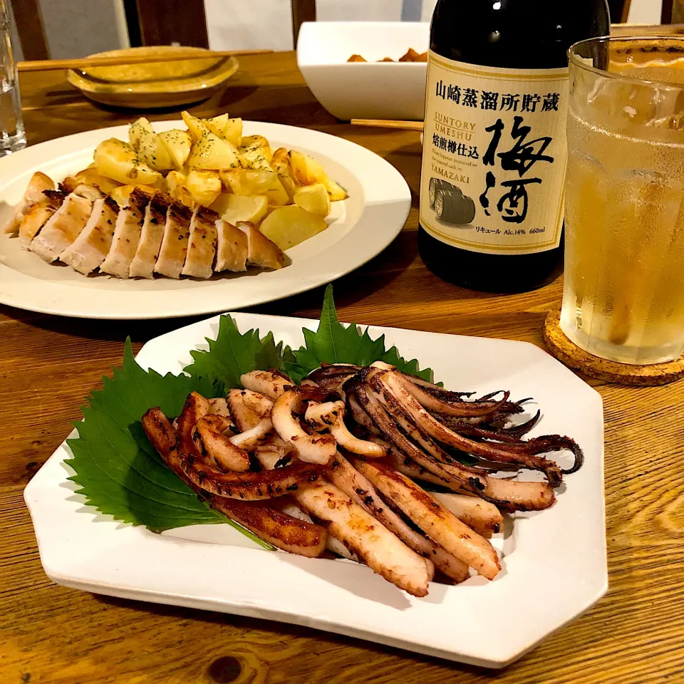 イカ下足焼きと梅酒 🦑🍶|sato*さん