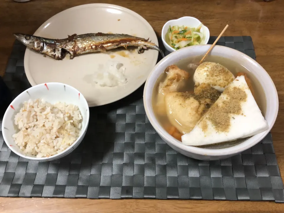 グループホームOhana本日の夕食は新サンマにおでん、生姜ご飯です。|Ohanaさん