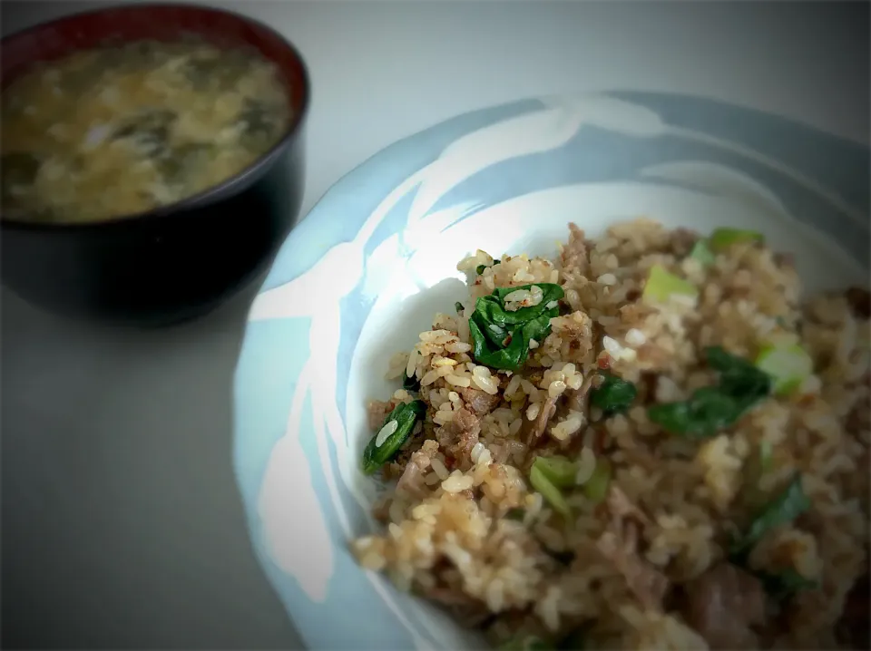 牛肉の麻辣炒飯、卵スープ|mayさん