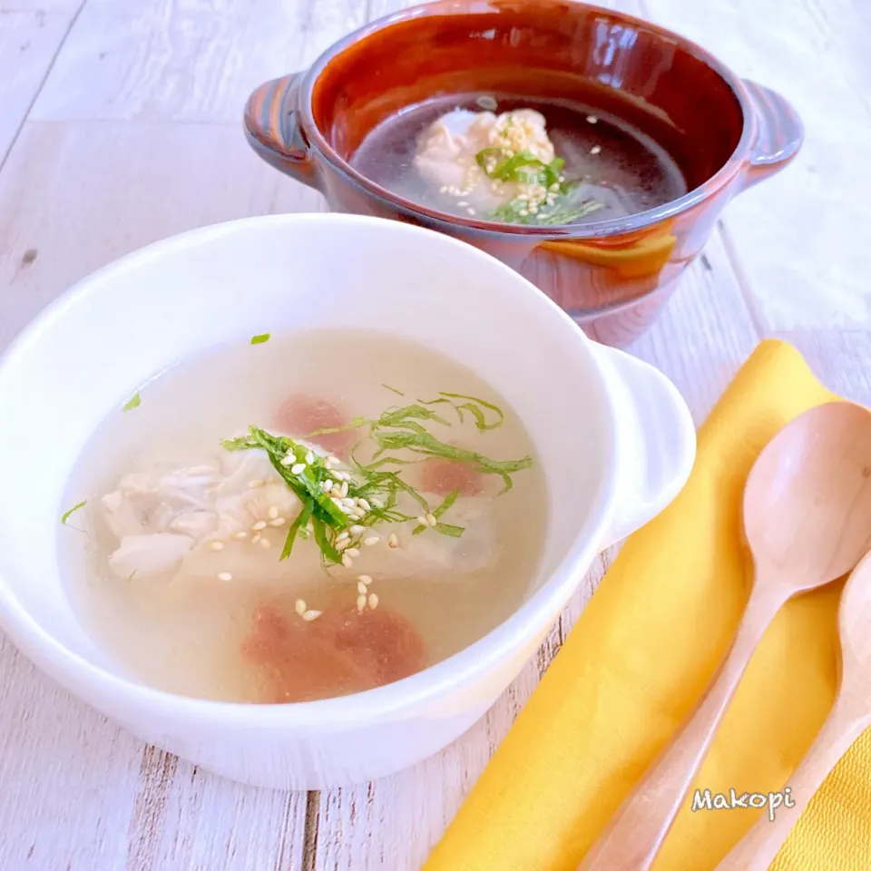 スープアレンジ♡梅干し＋大葉＋炒り胡麻(♡ˊ艸ˋ)♬*|まこぴ～♪さん