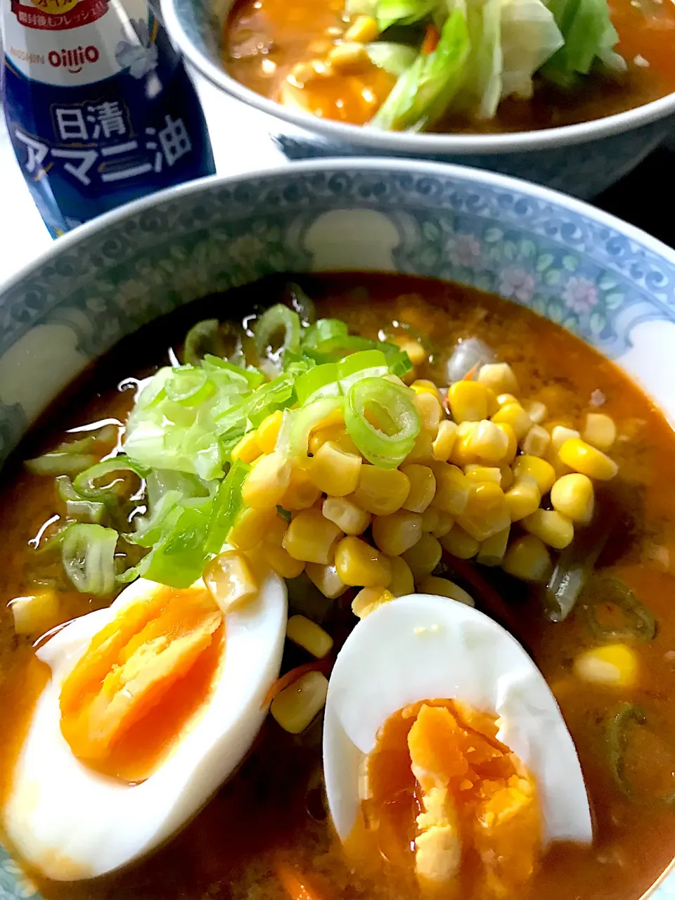 Snapdishの料理写真:キャベツたっぷり♪アマニ油で仕上げる味噌ラーメン風コク旨スープ|なつひさん