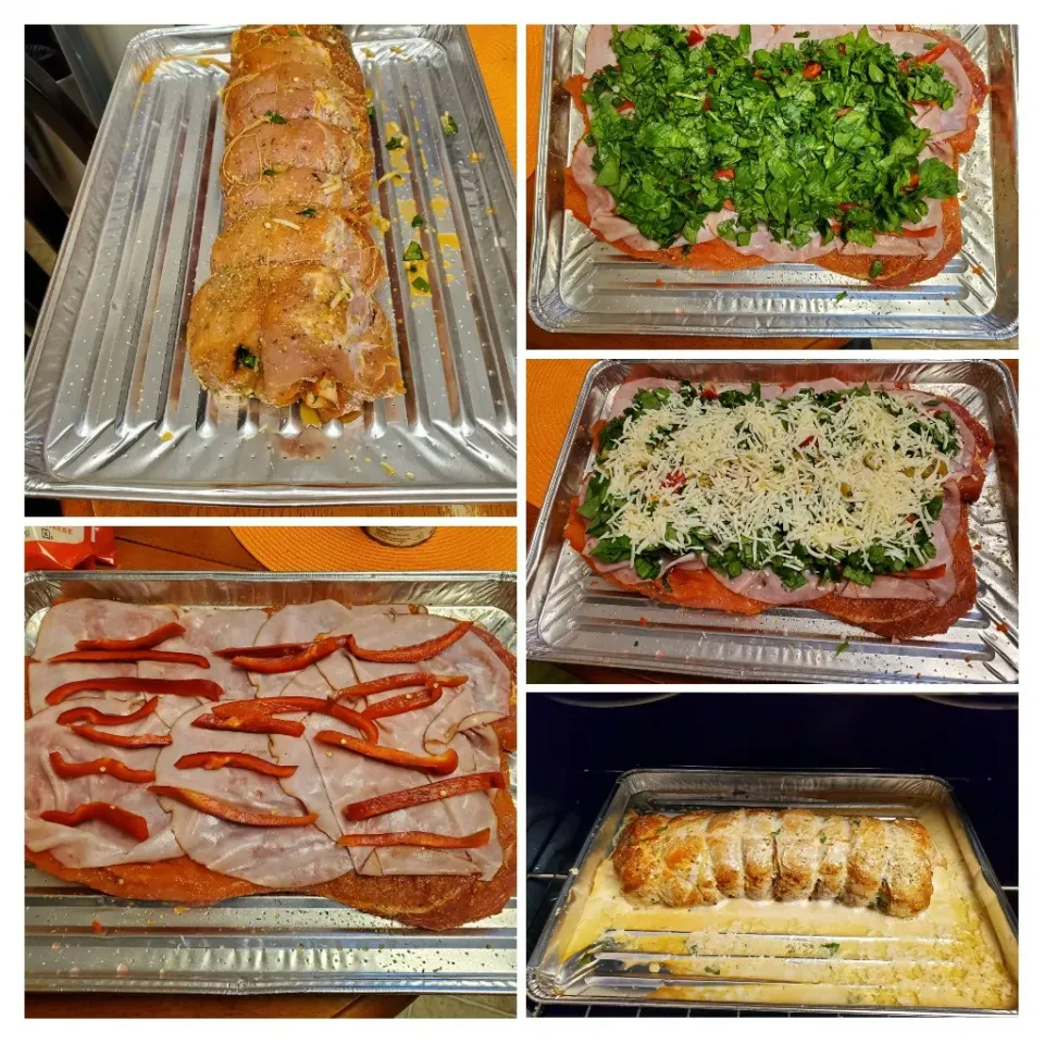 Pork Tenderloin stuffed with Virginia Ham, Red bell peppers, Spinach, Italian style shredded cheese., garlic, olives.|Frank Ortizさん