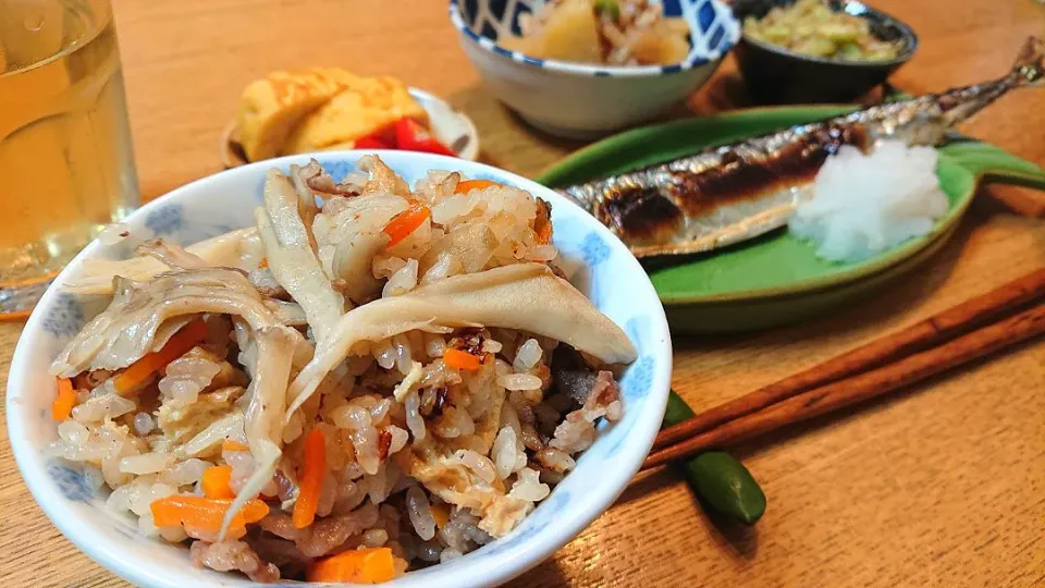 舞茸と牛肉の炊き込みご飯|しほさん