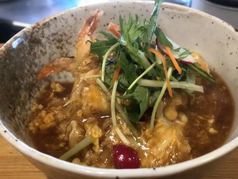 今日の賄い…中華天丼，有機野菜添え|bontaさん