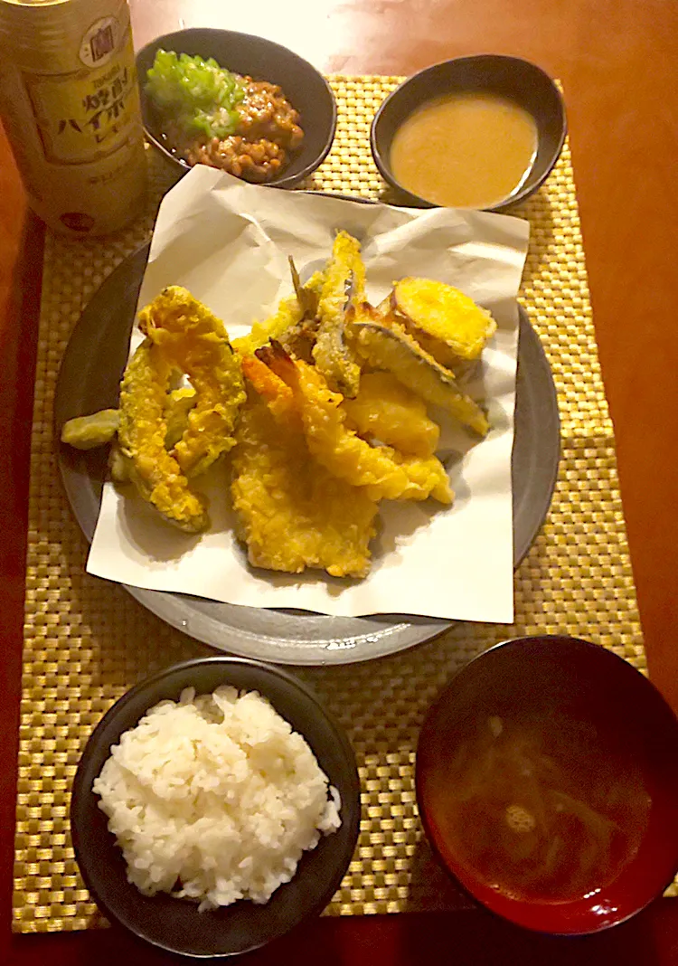 Today's Dinner🍴 天麩羅･魚沼産ｺｼﾋｶﾘ新米･ｽｰﾌﾟ2種･ｵｸﾗ納豆|🌈Ami🍻さん