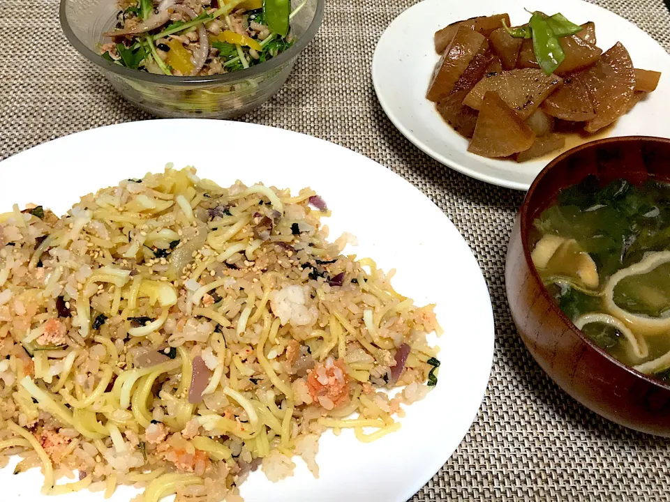 明太子と大葉のバター醤油そばめし定食|Tak@さん