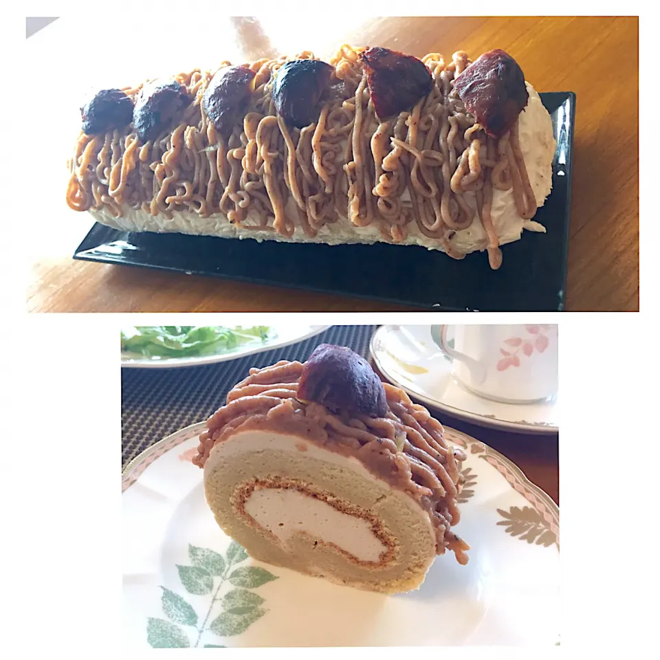 Snapdishの料理写真:渋皮煮で作ったロールモンブラン|Satomi Cafeさん