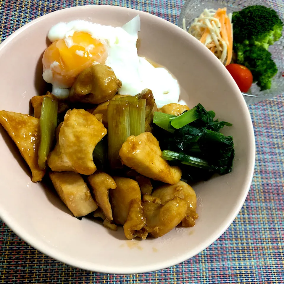 Snapdishの料理写真:焼き鳥丼🥢ゴボウサラダ|あきころさん