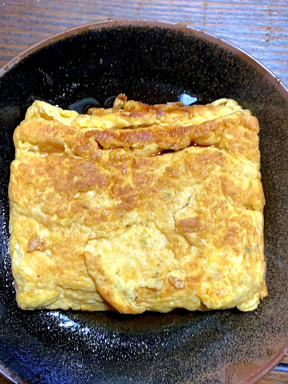 卵焼き研究中^_^絹ごし豆腐入り^_^朝日ポン酢で頂きます。|きよっさんさん