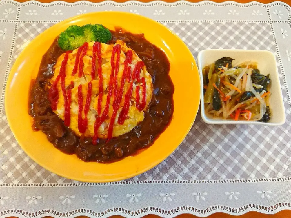 Snapdishの料理写真:オムハヤシ  ナムル🍴|chikakoさん