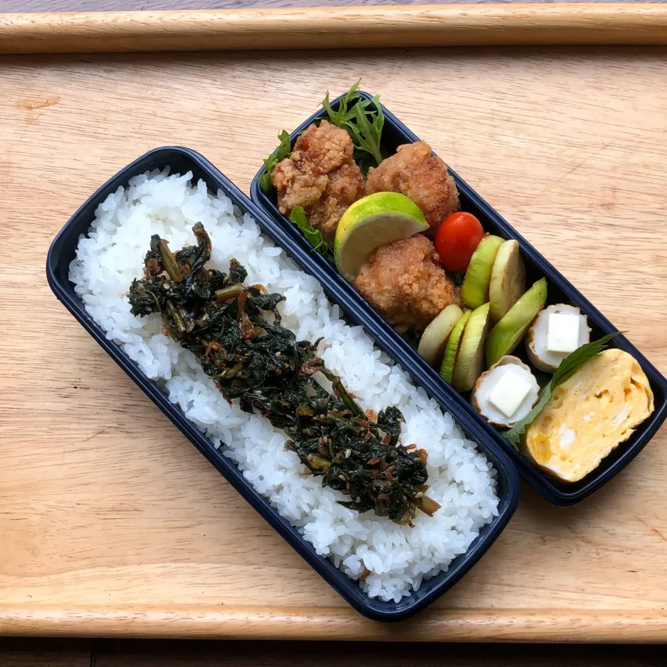 唐揚げ&マコモダケの中華炒め 弁当|弁当 備忘録さん