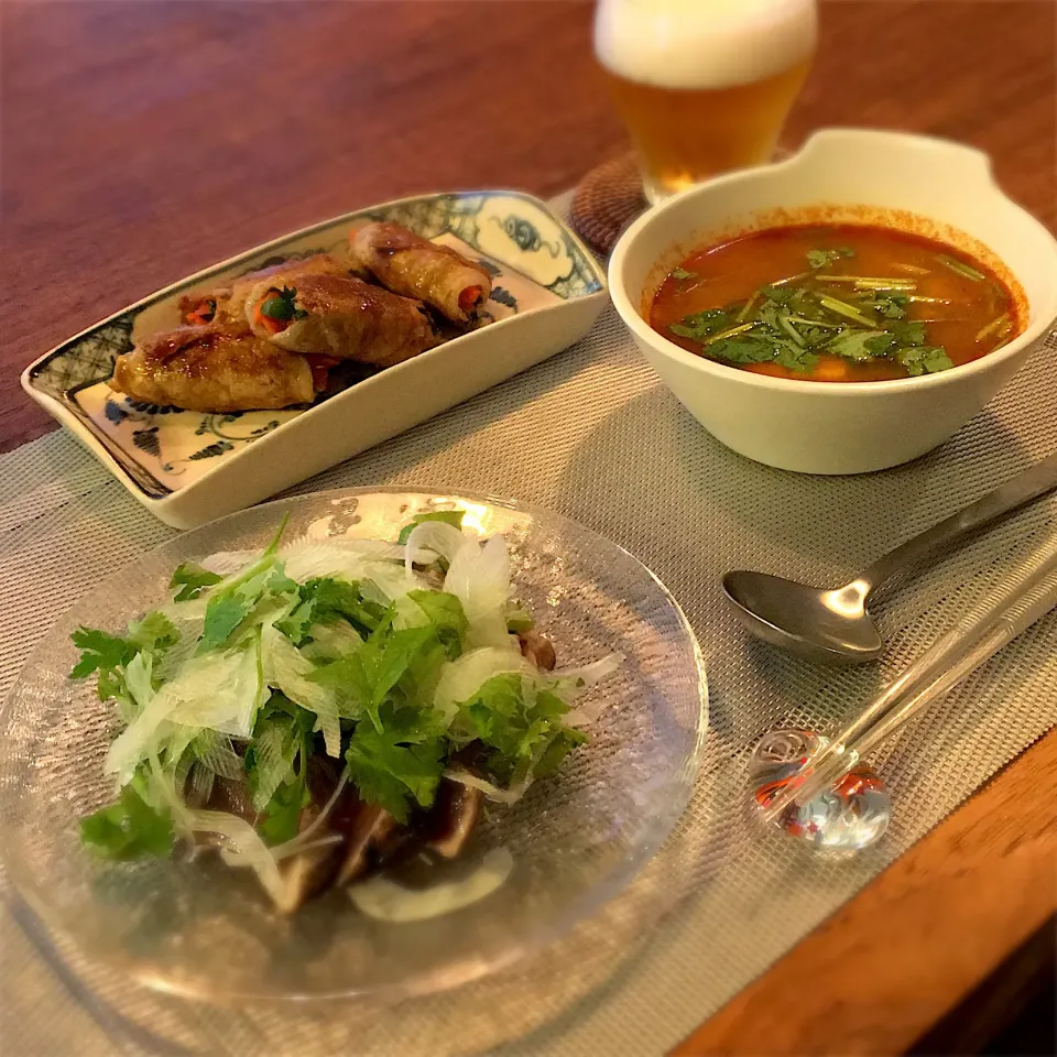 肉巻き／大葉・いんげん・にんじん
びんとろ藁焼き
豆腐入りトムヤムクン風スープ|𓇼 Ⓢ Ⓗ Ⓘ Ⓝ Ⓞ Ⓑ Ⓤ 𓇼さん