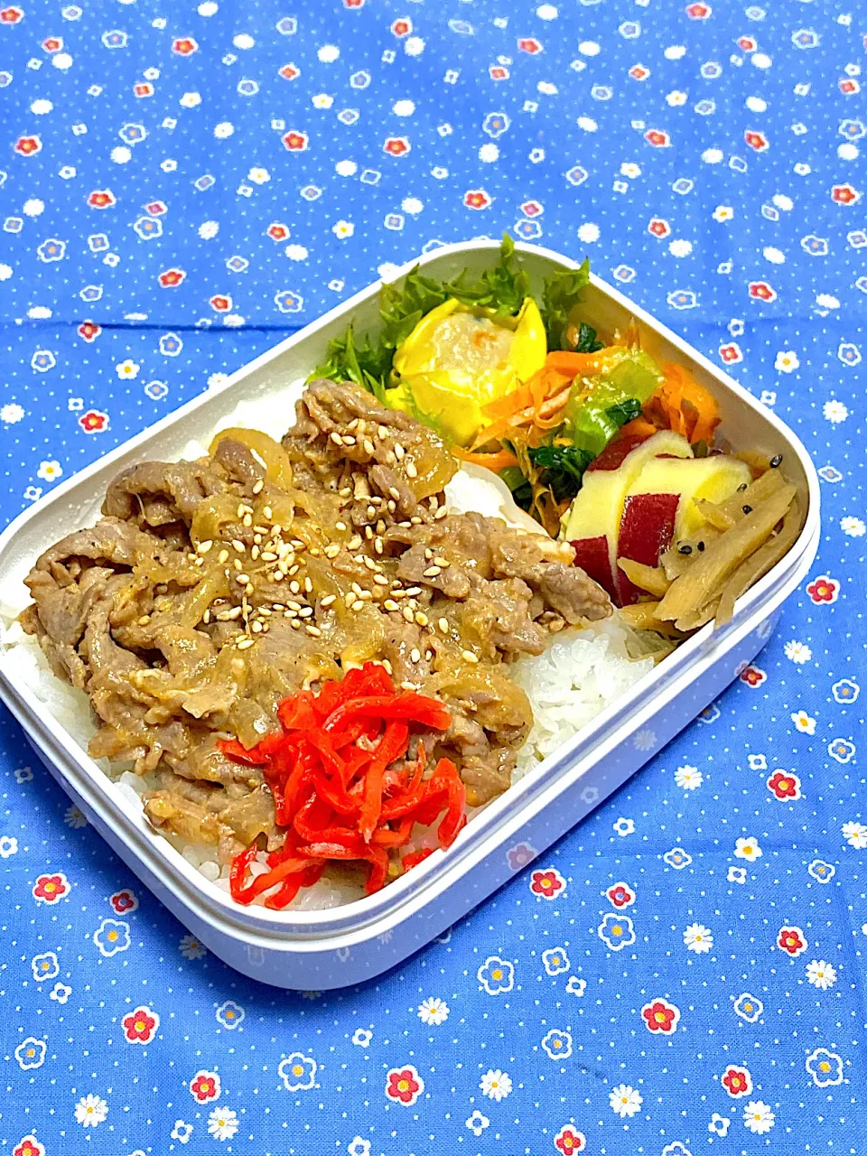 息子のお弁当(りく､牛の肉入れてよ😅)|かあたんさん