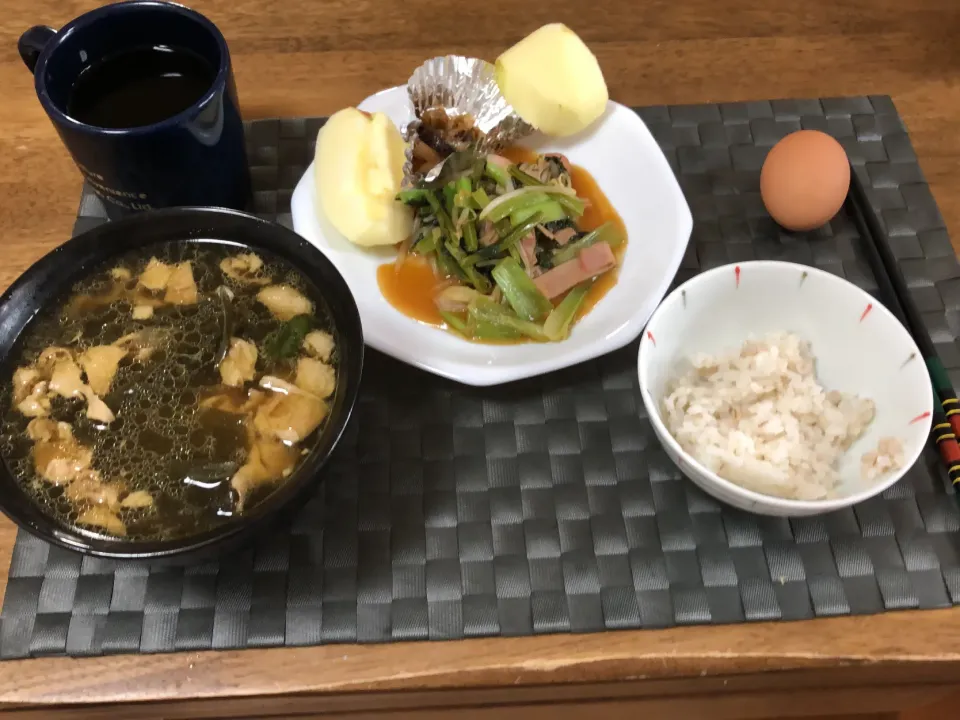 グループホームOhana今朝の食事(ご飯とスープの位置が逆でした)|Ohanaさん