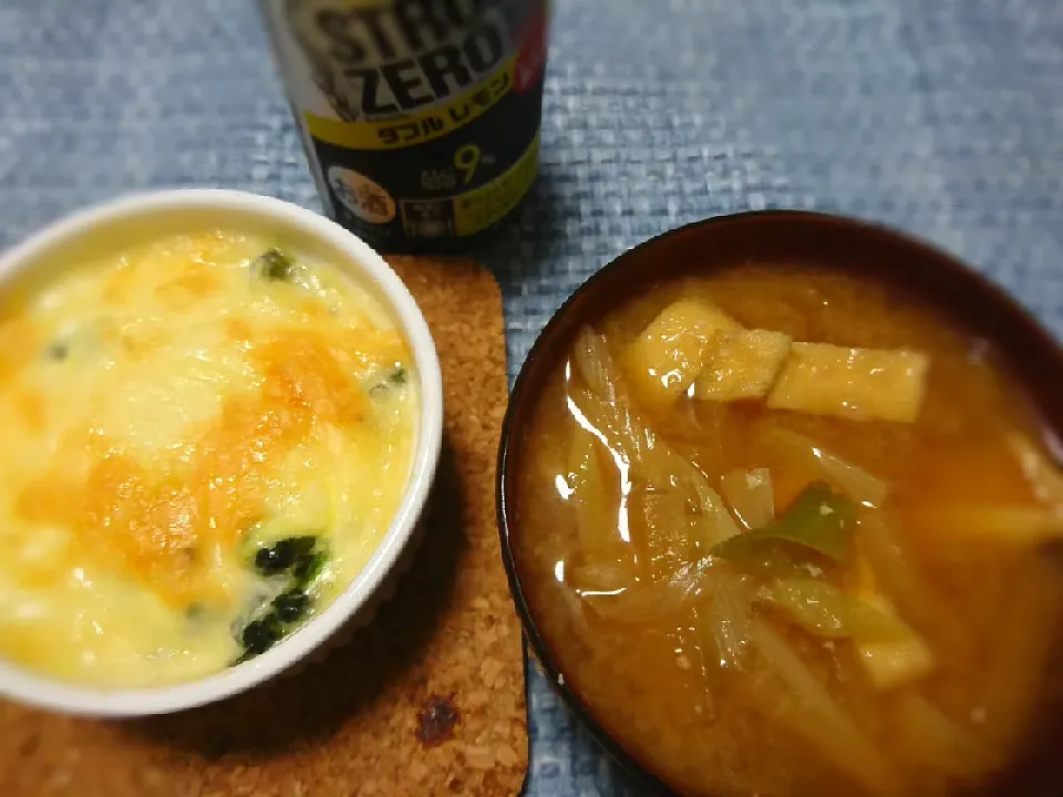 ★今夜の夕飯★
☆ほうれん草とベーコンのココット
☆大根と油揚げのお味噌汁
☆strongzeroﾀﾞﾌﾞﾙﾚﾓﾝ|☆Chieco☆さん