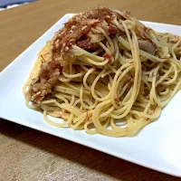 Snapdishの料理写真:玉ねぎとコンビーフのパスタ|kazuhiro konoさん