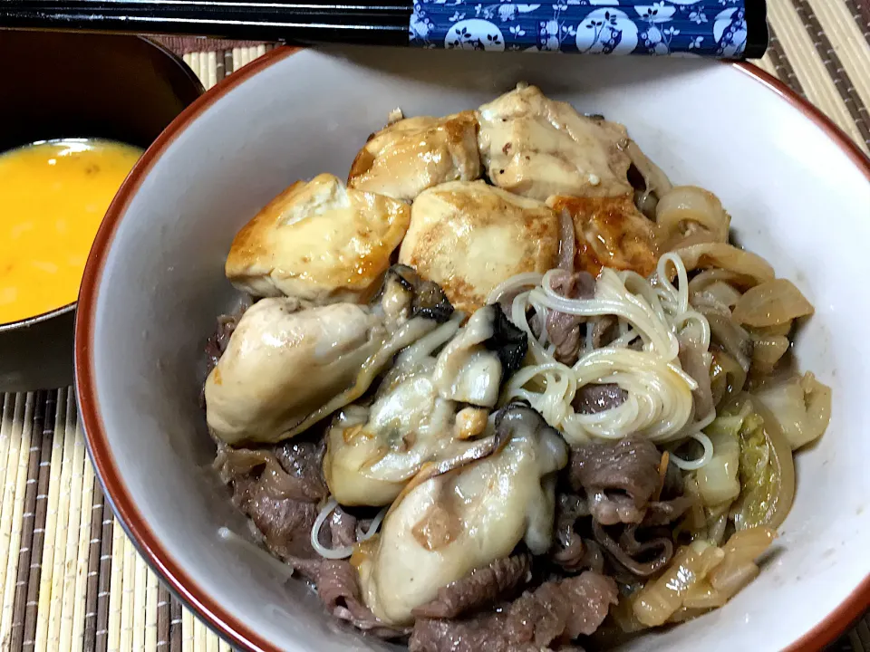 すき焼き素麺　牡蠣入り|すくらんぶるえっぐさん