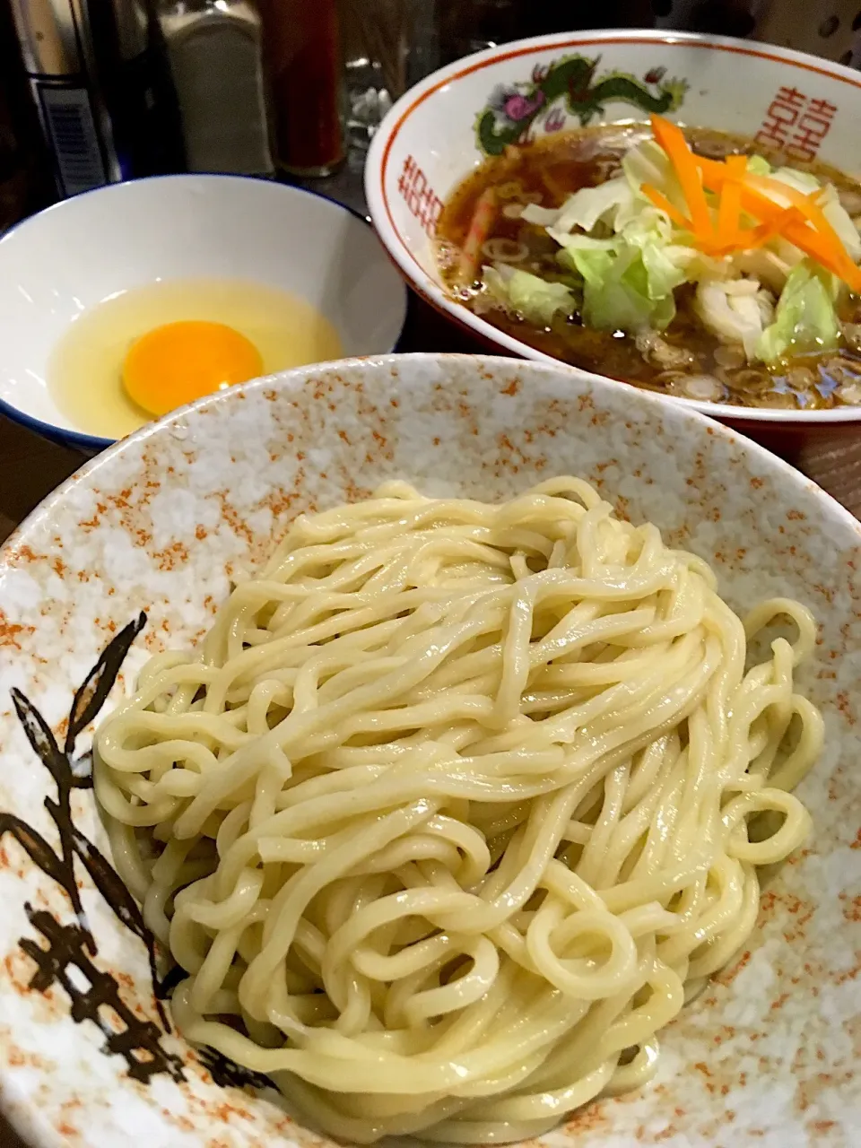 つけ麺＋野菜＋生卵@逆流。|morimi32さん